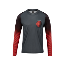 TRICOU CICLISM CUBE VERTEX ROUND NECK JERSEY L/S GREY RED