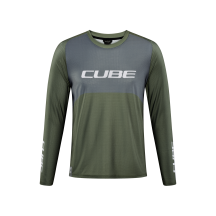TRICOU CICLISM CUBE VERTEX ROUND NECK JERSEY TM L/S OLIVE GREY