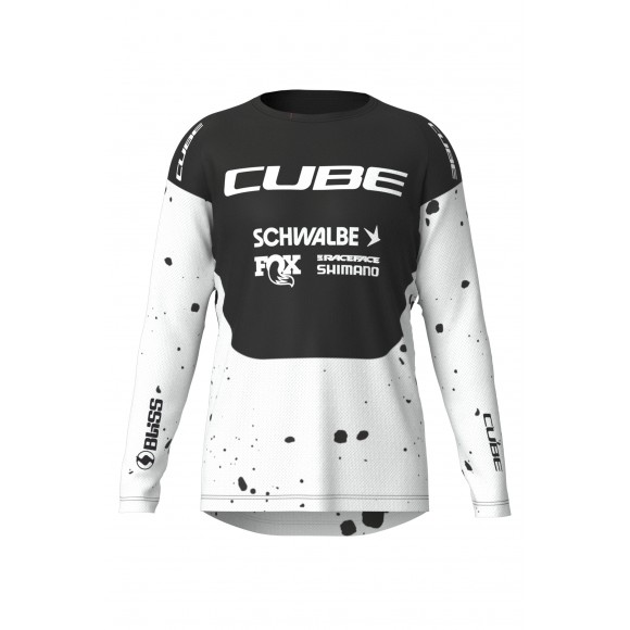TRICOU CUBE MTB WS X FACTORY RACINGL/S BLACK/WHITE