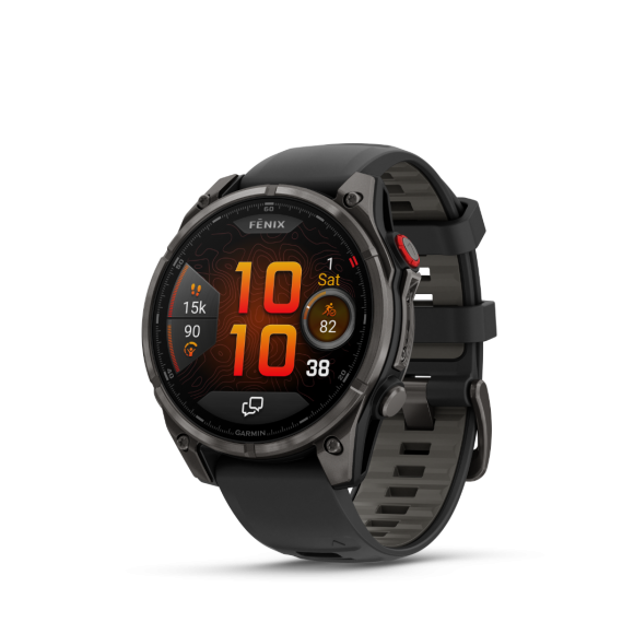 Ceas Sport Garmin Fenix 8 Pro – 51 mm, Amoled, Sapphire, Titanium Cu Curea Din Silicon Carbon Grey DLC Titanium With Black / Pebble Grey