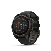 Ceas Sport Garmin Fenix 8 – 51 mm, Solar, Sapphire, Titanium Cu Curea Din Silicon Carbon Grey DLC Titanium With Black / Pebble Grey