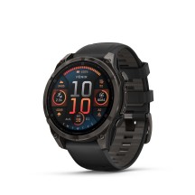 Ceas Sport Garmin Fenix 8 – 51 mm, Amoled, Sapphire, Titanium Cu Curea Din Silicon Carbon Grey DLC Titanium With Black / Pebble Grey