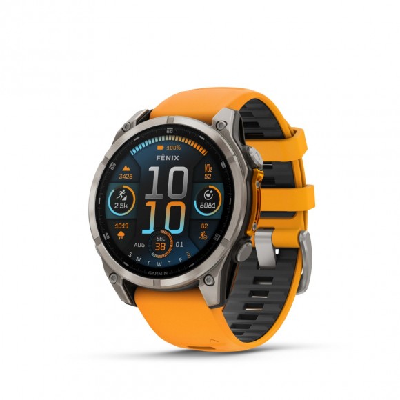 Ceas Sport Garmin Fenix 8 – 51 mm, Amoled, Sapphire, Titanium Cu Curea Din Silicon Spark Orange / Graphite Ceas Sport Garmin Fenix 8 – 51 mm, Amoled, Sapphire, Titanium Cu Curea Din Silicon Spark Orange / Graphite