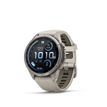 Ceas Sport Garmin Fenix 9 Pro – 43 mm, Titan Cu Curea Din Silicon Fog Gray / Dark Sandstone