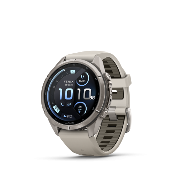 Ceas Sport Garmin Fenix 9 Pro – 43 mm, Titan Cu Curea Din Silicon Fog Gray / Dark Sandstone Ceas Sport Garmin Fenix 9 Pro – 43 mm, Titan Cu Curea Din Silicon Fog Gray / Dark Sandstone