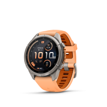 Ceas Sport Garmin Fenix 9 Pro – 43 mm, Titan Cu Curea Din Silicon Shell Pink / Autumn Orange