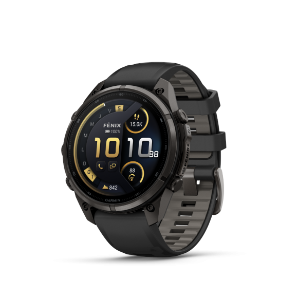 Ceas Sport Garmin Fenix 9 Pro – 51 mm, Titan DLC Carbon Gray Cu Curea Din Silicon Black / Pebble Gray