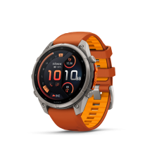 Ceas Sport Garmin Fenix 9 Pro – 51 mm, Titan Cu Curea Din Silicon Autumn Orange / Spark Orange