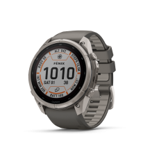 Ceas Sport Garmin Fenix 9 Pro Solar – 47 mm, Titan Cu Curea Din Silicon Pebble Gray