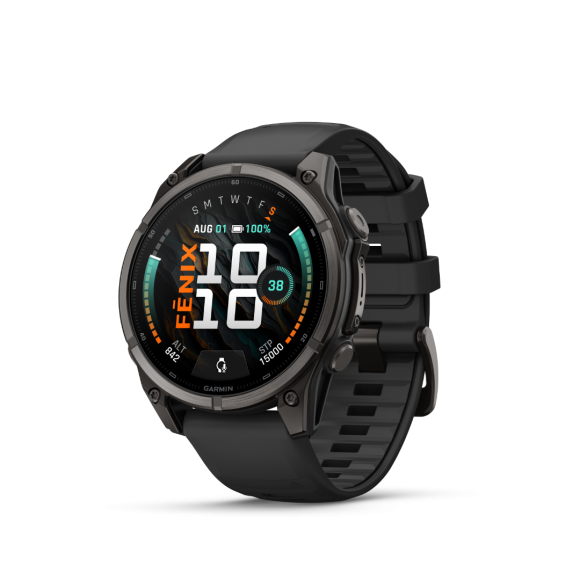 Ceas Sport Garmin Fenix 9 Amoled – 47 mm, Titan DLC Carbon Grey Cu Curea Neagră Din Silicon Ceas Sport Garmin Fenix 9 Amoled – 47 mm, Titan DLC Carbon Grey Cu Curea Neagră Din Silicon