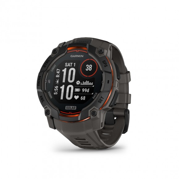 Ceas Sport Garmin Instinct 3 – 50 mm, Solar Black Bezel Cu Curea Charcoal