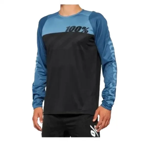100% R-CORE Long Sleeve Jersey Black/Slate Blue 100% R-CORE Long Sleeve Jersey Black/Slate Blue