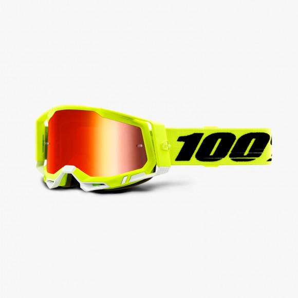 OCHELARI 100% RACECRAFT 2 Fluo Yellow Mirror Red Lens OCHELARI 100% RACECRAFT 2 Fluo Yellow Mirror Red Lens