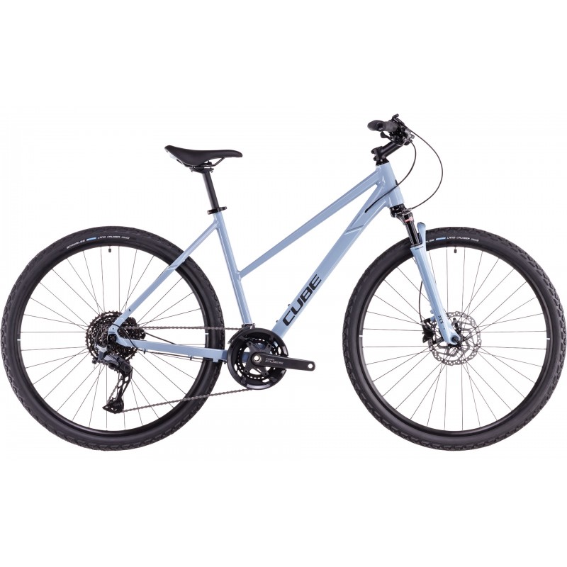 【美品】CUBE nature EXC 女性用MTB 通学仕様　前カゴ有 BICICLETA CUBE NATURE EXC TRAPEZE PIGEONBLUE BLACK 2025 - BikeHouse.ro