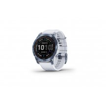 Ceas Garmin Fenix 7X Sapphire Solar Rama Albastra Mineral Blue DLC Titanium si curea din silicon alba Whitestone, Culoare: Black