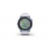 Ceas Garmin Fenix 7 Sapphire Solar Rama Albastra Mineral Blue DLC Titanium si curea din silicon alba Whitestone, Culoare: Black