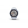 Ceas Garmin Fenix 7 Sapphire Solar Rama Albastra Mineral Blue DLC Titanium si curea din silicon alba Whitestone, Culoare: Black