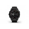 Ceas Garmin Fenix 7X Sapphire Solar Rama Gri Inchis DLC Titanium si curea din Silicon Neagra, Culoare: Black