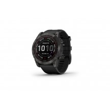 Ceas Garmin Fenix 7X Sapphire Solar Rama Neagra DLC Titanium si curea din Silicon Neagra, Culoare: Black
