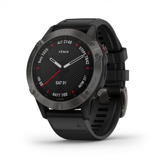Ceas Garmin fenix 6 sapphire carbon gray DLC, black band, Culoare: Black Ceas Garmin fenix 6 sapphire carbon gray DLC, black band, Culoare: Black