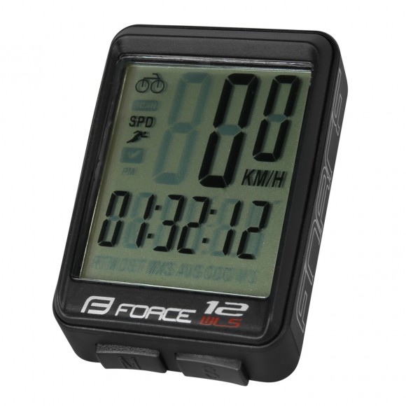 Ciclocomputer Force 12F fara fir negru Ciclocomputer Force 12F fara fir negru