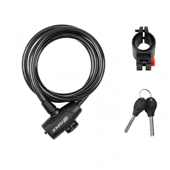 Lacat Force Strong spirala 150cm/10mm cu suport negru Lacat Force Strong spirala 150cm/10mm cu suport negru